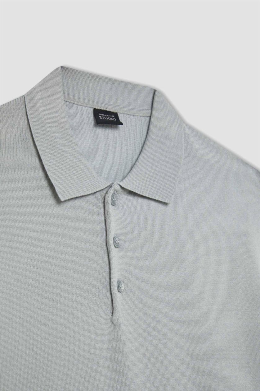 رجال رمادي تي شيرت بولو نص ردن بيكة سليم فيت