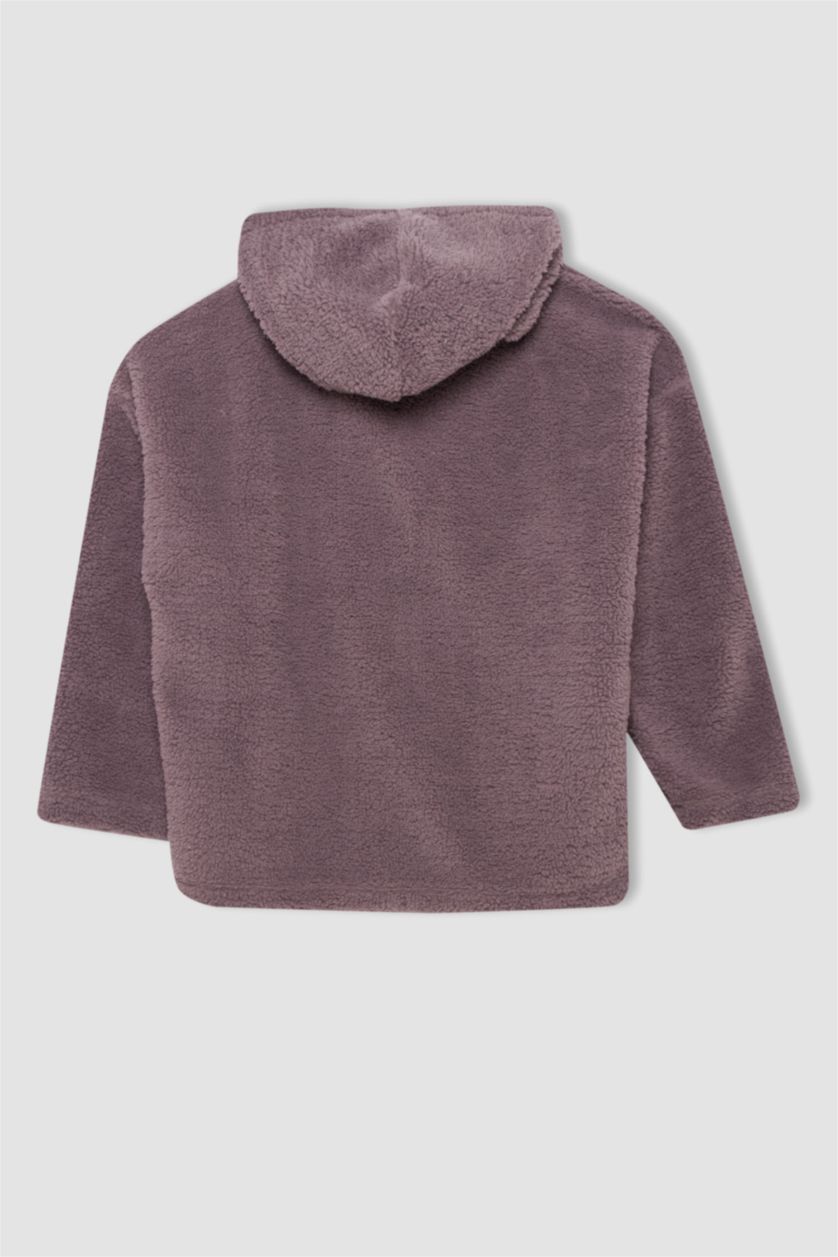 Kadın Lila Oversıze Pelüş Sweatshirt