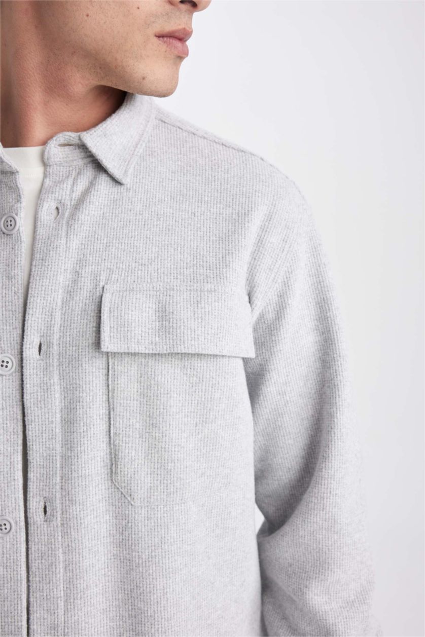 MAN Grey Melange Relax Fit Long Sleeve Shirt