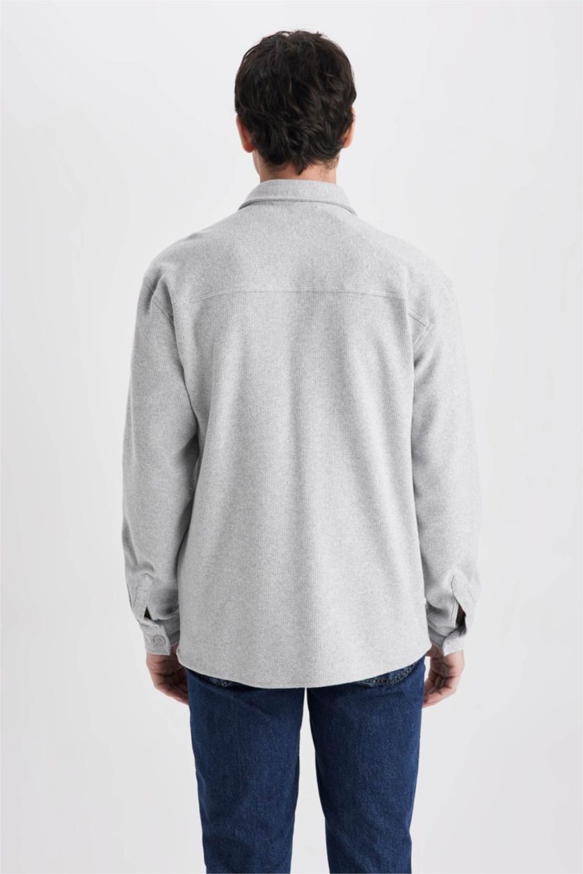 MAN Grey Melange Relax Fit Long Sleeve Shirt