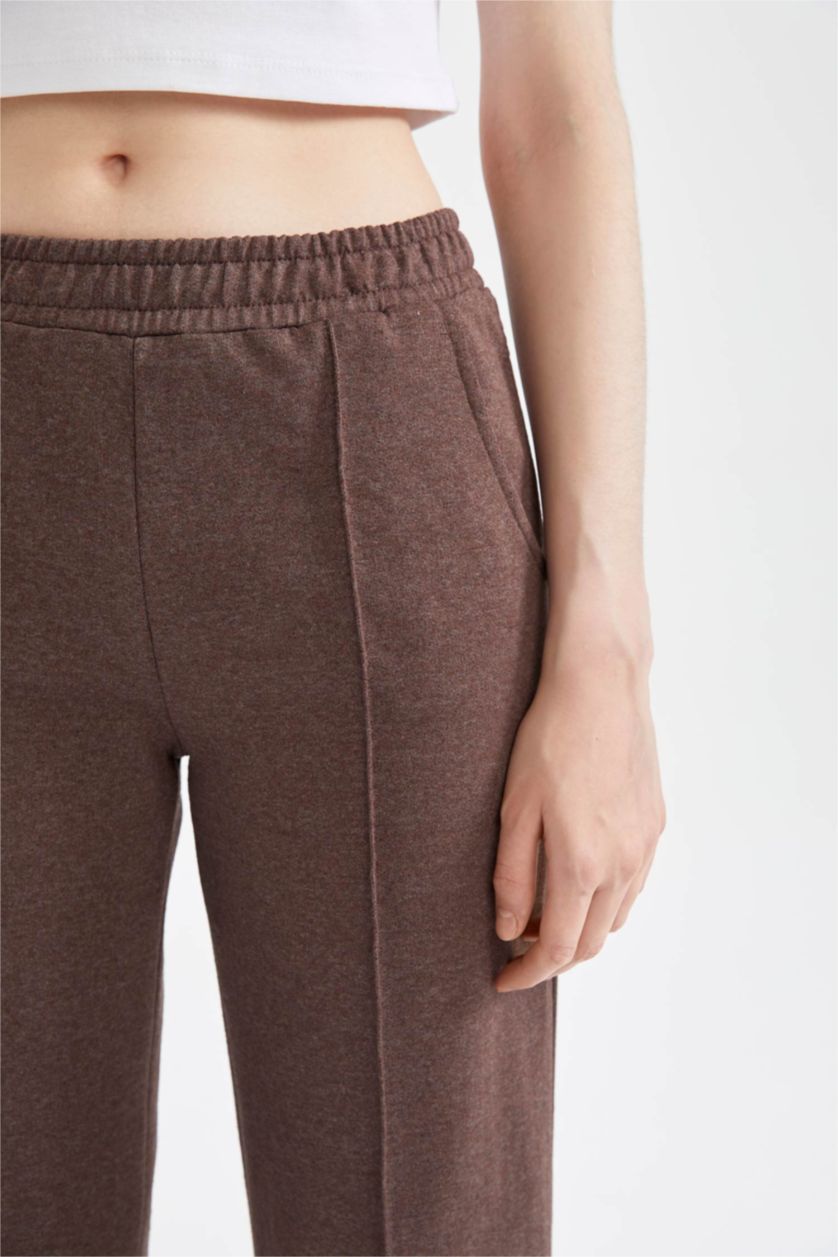 FEMME Marron Clair Pantalon Coupe Droite Cool