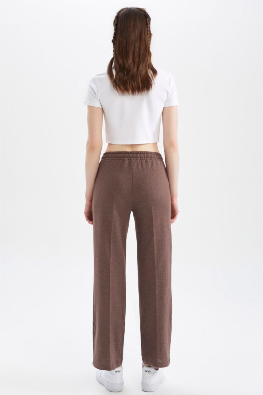 FEMME Marron Clair Pantalon Coupe Droite Cool