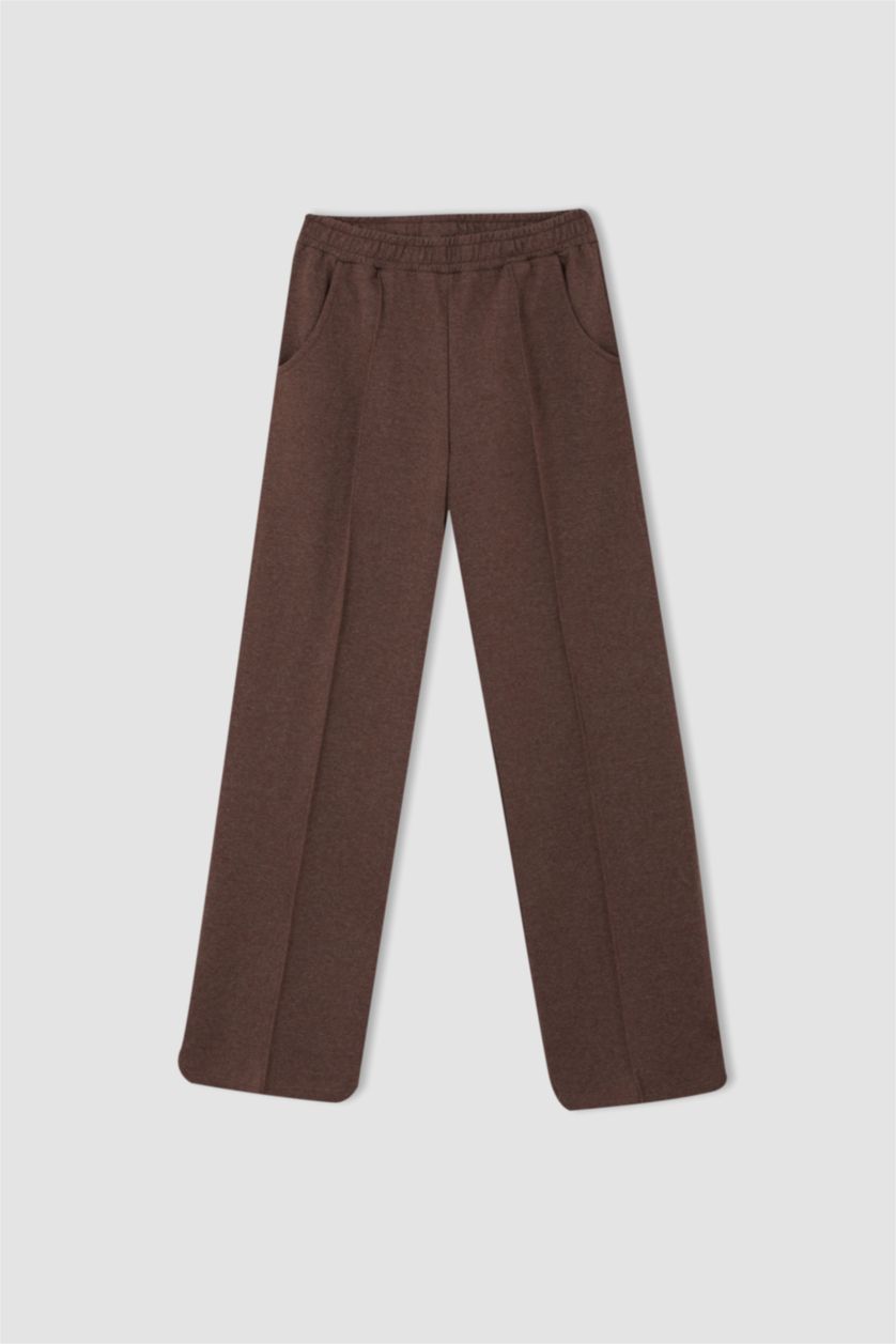 FEMME Marron Clair Pantalon Coupe Droite Cool
