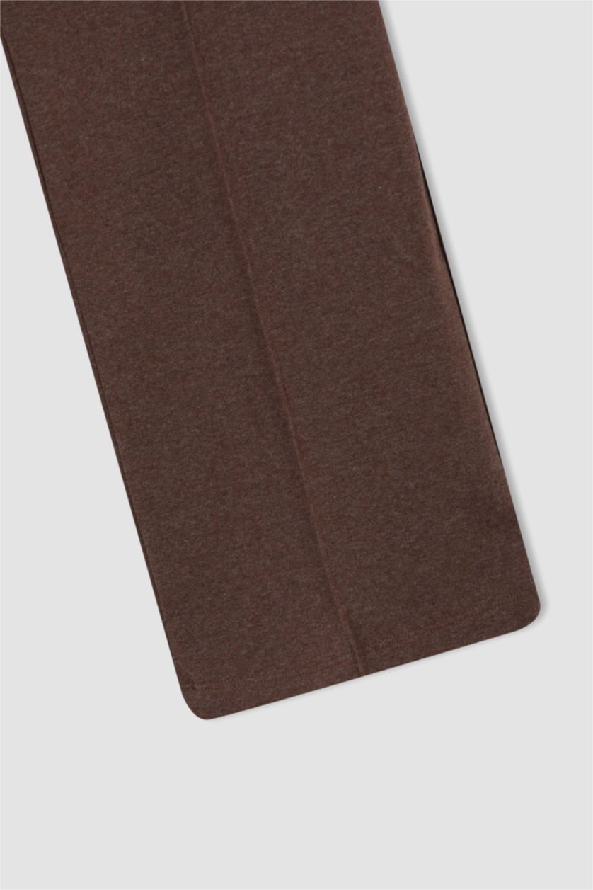 FEMME Marron Clair Pantalon Coupe Droite Cool