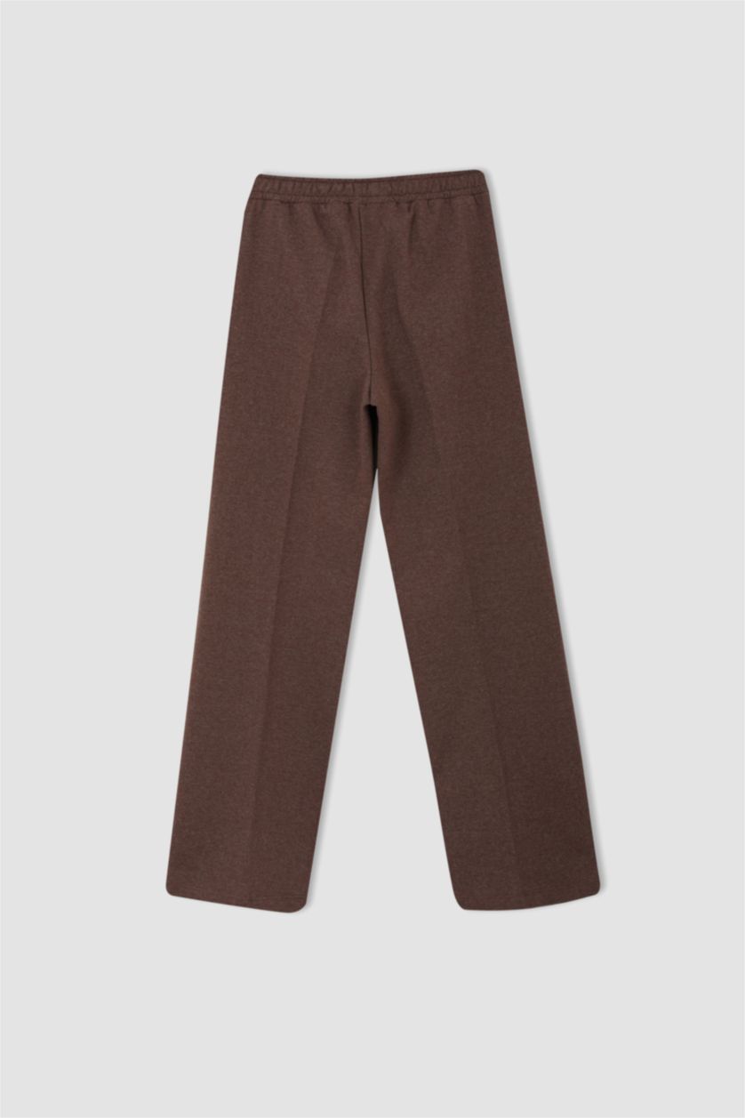 FEMME Marron Clair Pantalon Coupe Droite Cool
