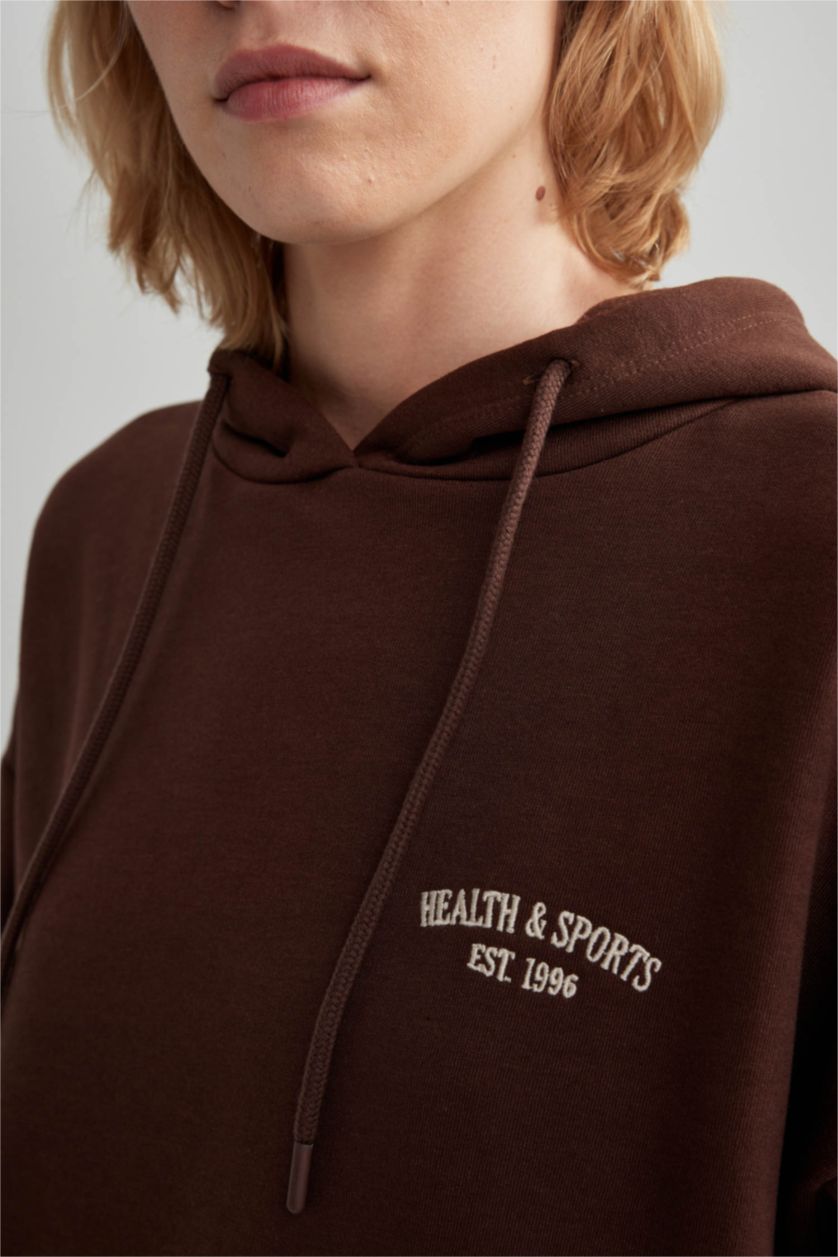 Kadın Kahve Oversıze Kalın Sweatshirt Kumaşı Sweatshirt
