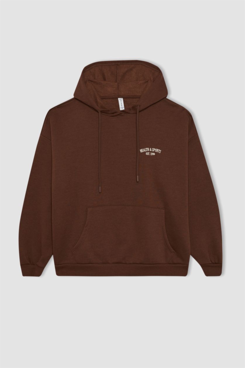 Kadın Kahve Oversıze Kalın Sweatshirt Kumaşı Sweatshirt