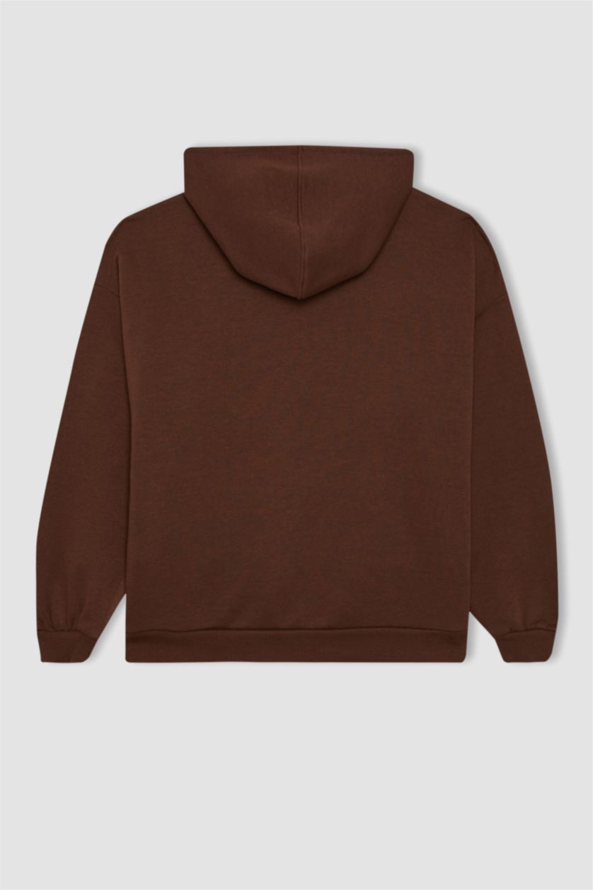 Kadın Kahve Oversıze Kalın Sweatshirt Kumaşı Sweatshirt