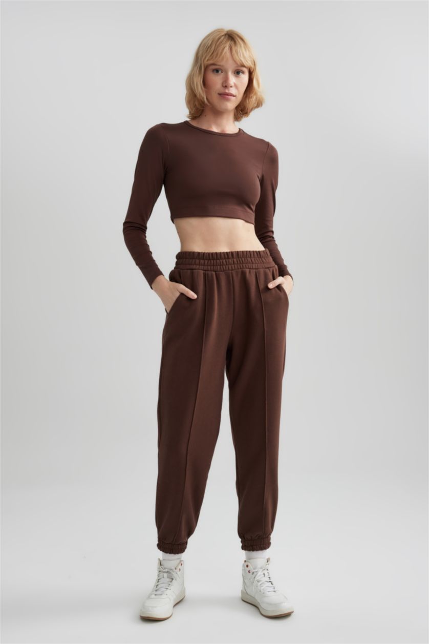 نساء بني تي شيرت ديفاكتو فيت قصير كم طويل