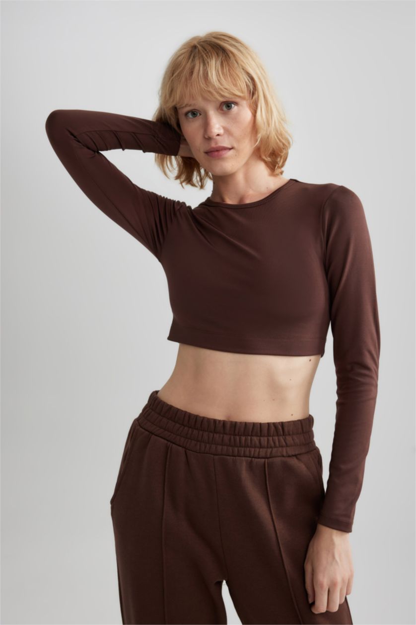 نساء بني تي شيرت ديفاكتو فيت قصير كم طويل