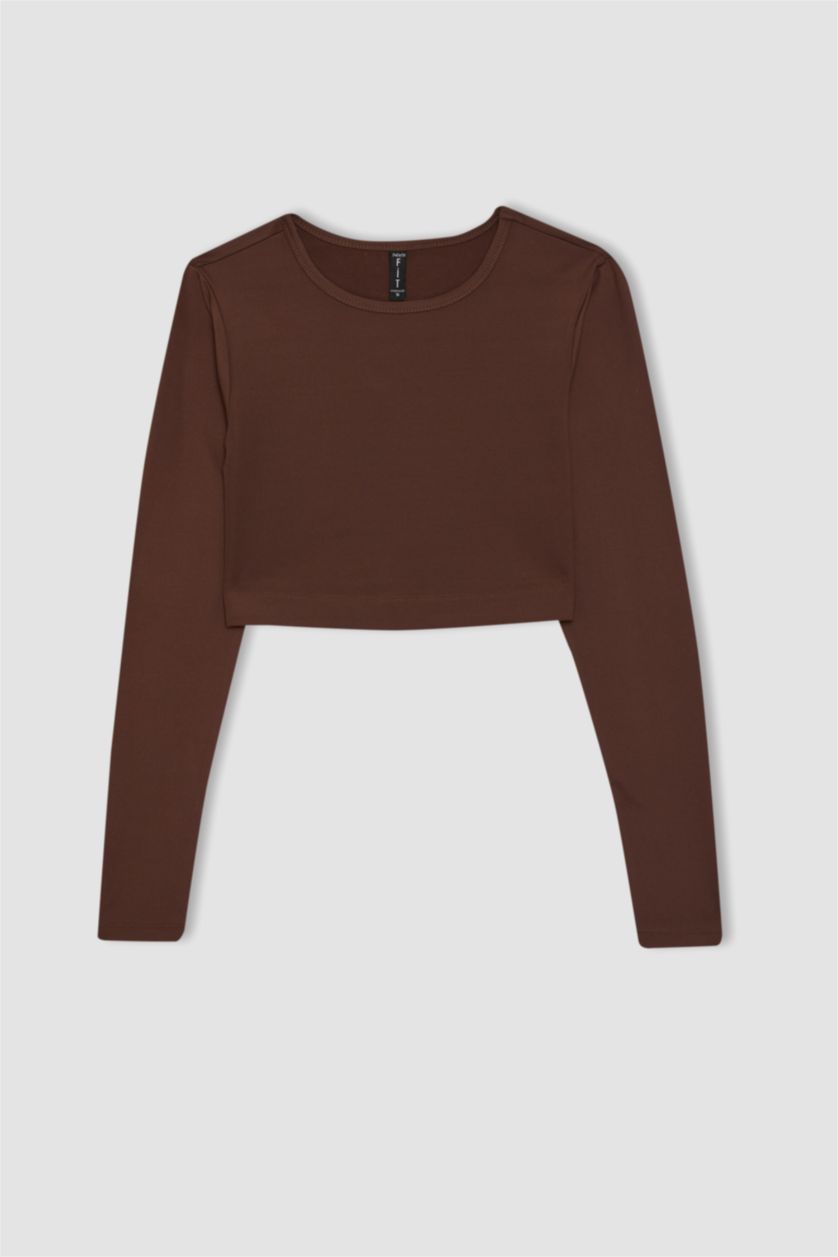 نساء بني تي شيرت ديفاكتو فيت قصير كم طويل