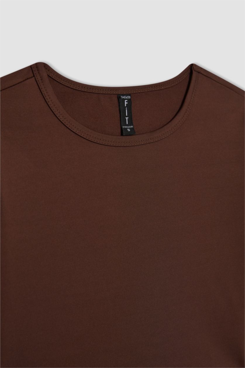 نساء بني تي شيرت ديفاكتو فيت قصير كم طويل