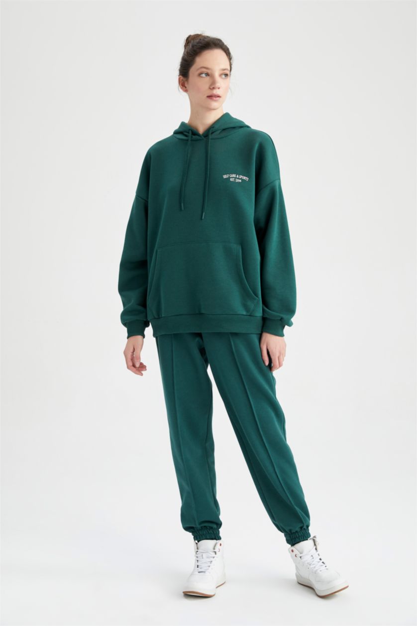 FEMME Vert Pantalon Tissu Sweat Épais Coupe Oversize DeFactoFit Jogging