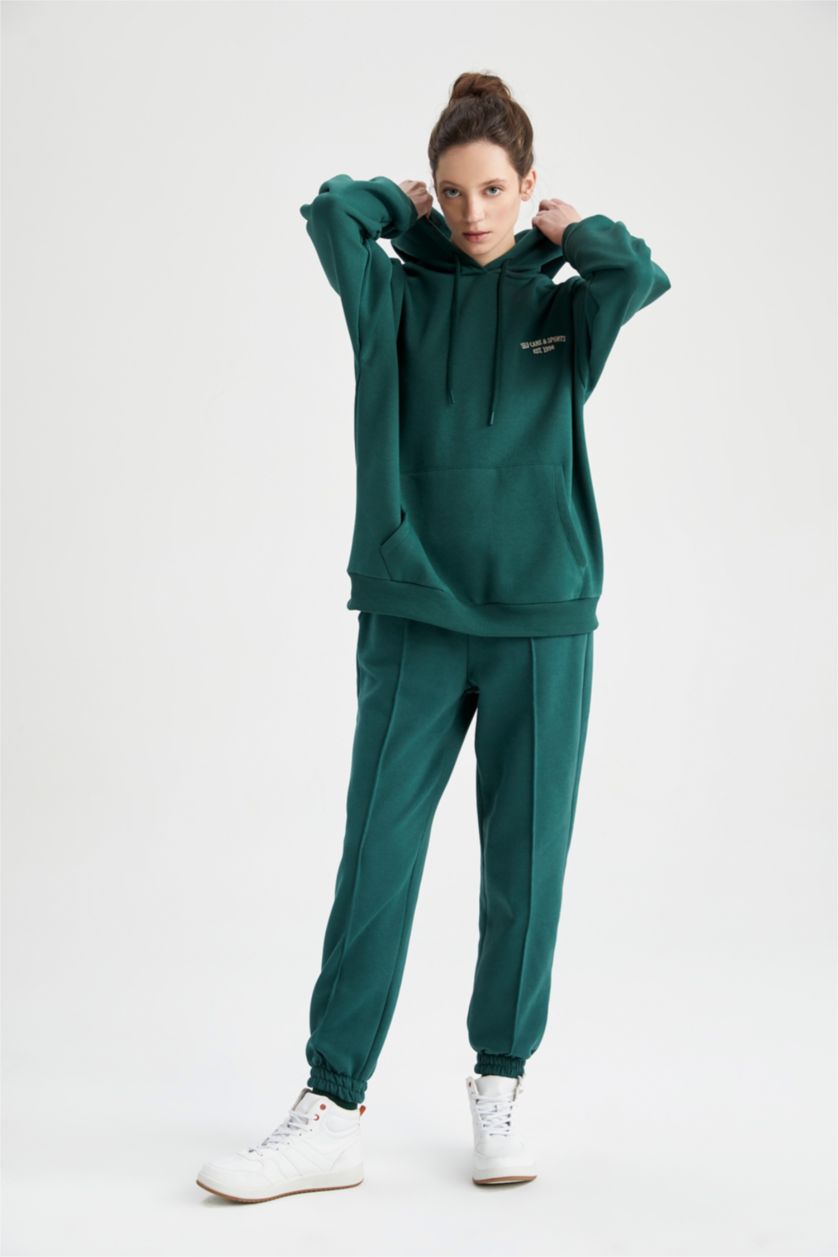 FEMME Vert Pantalon Tissu Sweat Épais Coupe Oversize DeFactoFit Jogging