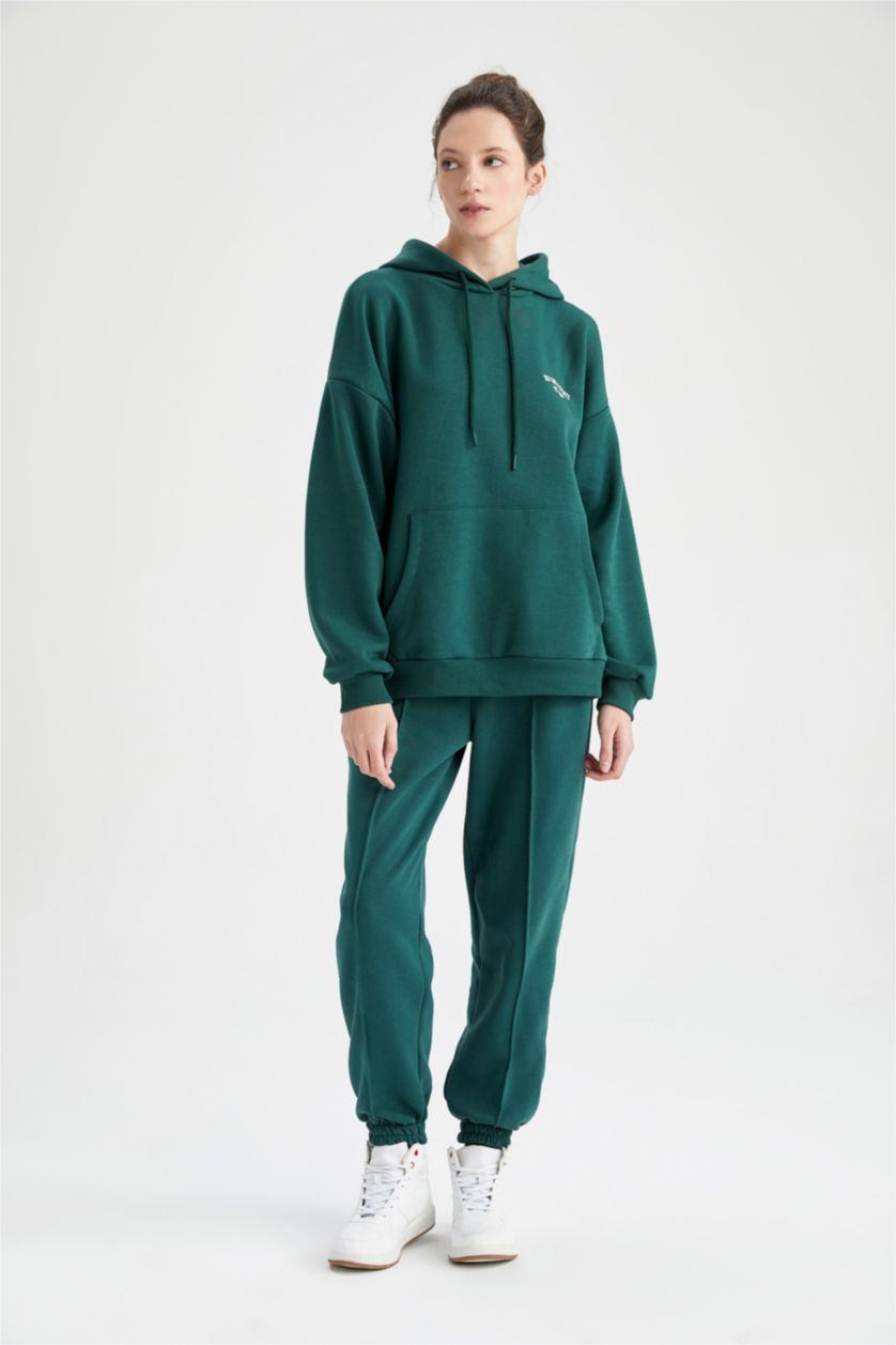 FEMME Vert Pantalon Tissu Sweat Épais Coupe Oversize DeFactoFit Jogging