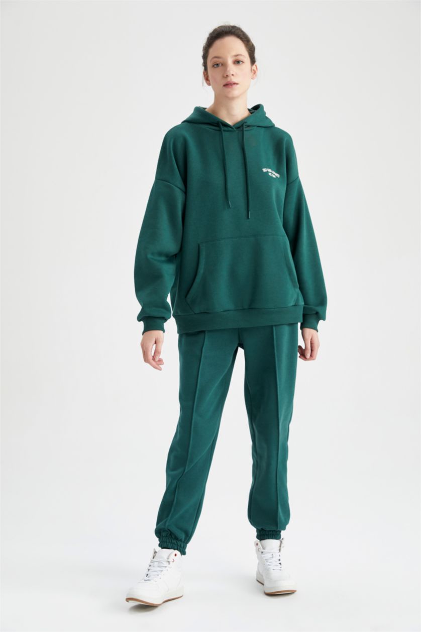 FEMME Vert Pantalon Tissu Sweat Épais Coupe Oversize DeFactoFit Jogging