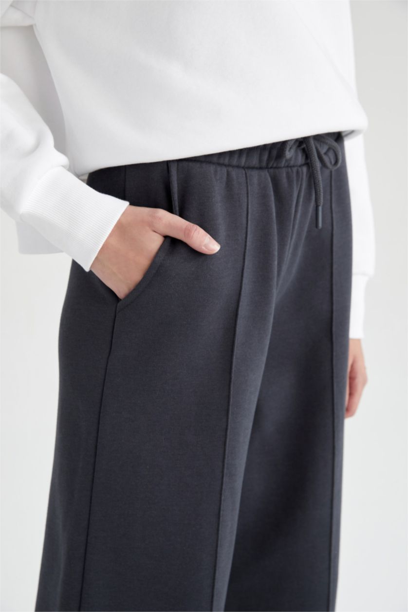 نساء أنثرا بنطلون قماش سميك بقصة عادية برجل واسع