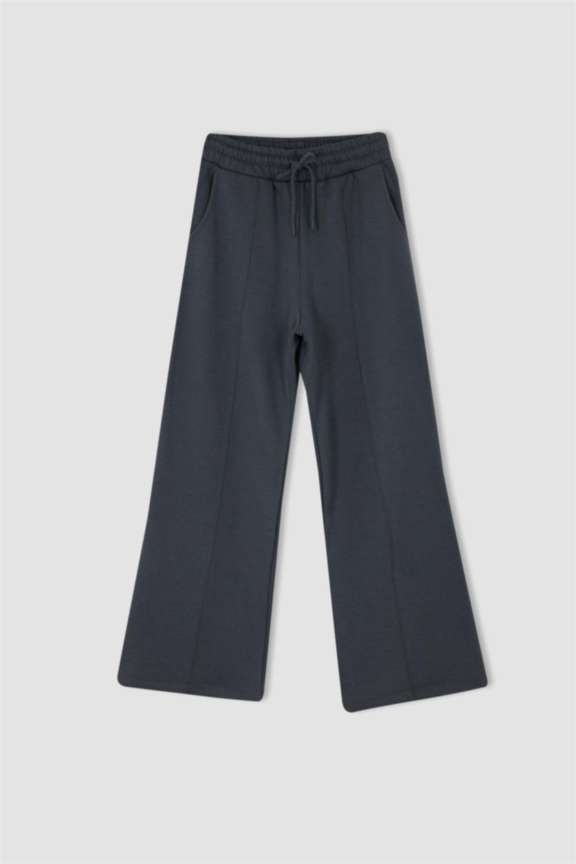 نساء أنثرا بنطلون قماش سميك بقصة عادية برجل واسع