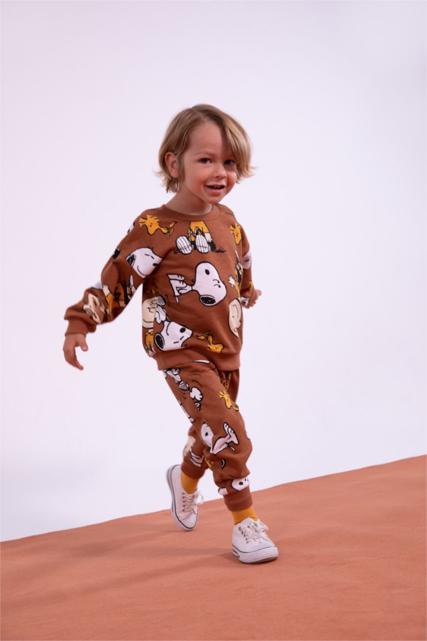 BÉBÉ GARÇON Orange Foncé Ensemble En Tricot Tissu Sweat Fin Col Ras Du Cou Manche Longue 2 Snoopy BéBé Garçon