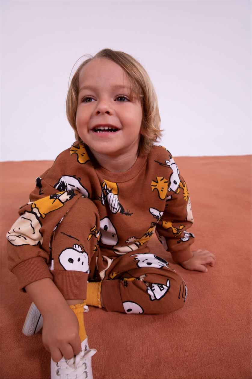 BÉBÉ GARÇON Orange Foncé Ensemble En Tricot Tissu Sweat Fin Col Ras Du Cou Manche Longue 2 Snoopy BéBé Garçon