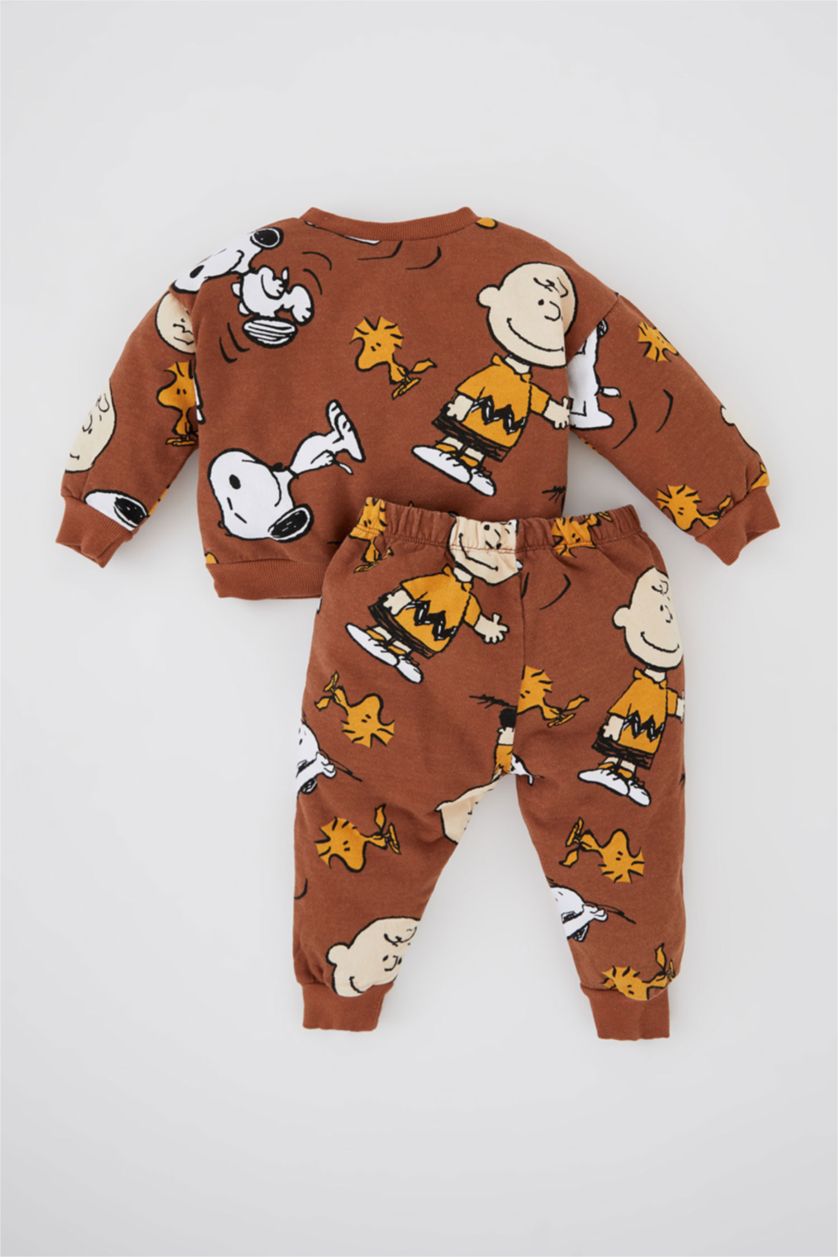 BÉBÉ GARÇON Orange Foncé Ensemble En Tricot Tissu Sweat Fin Col Ras Du Cou Manche Longue 2 Snoopy BéBé Garçon