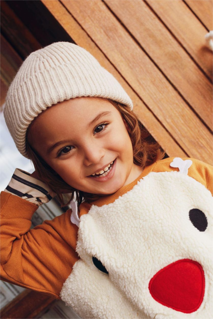 BÉBÉ GARÇON Beige Ensemble En Tricot Polaire Col Ras Du Cou Nouvel an Manche Longue 2 BéBé Garçon