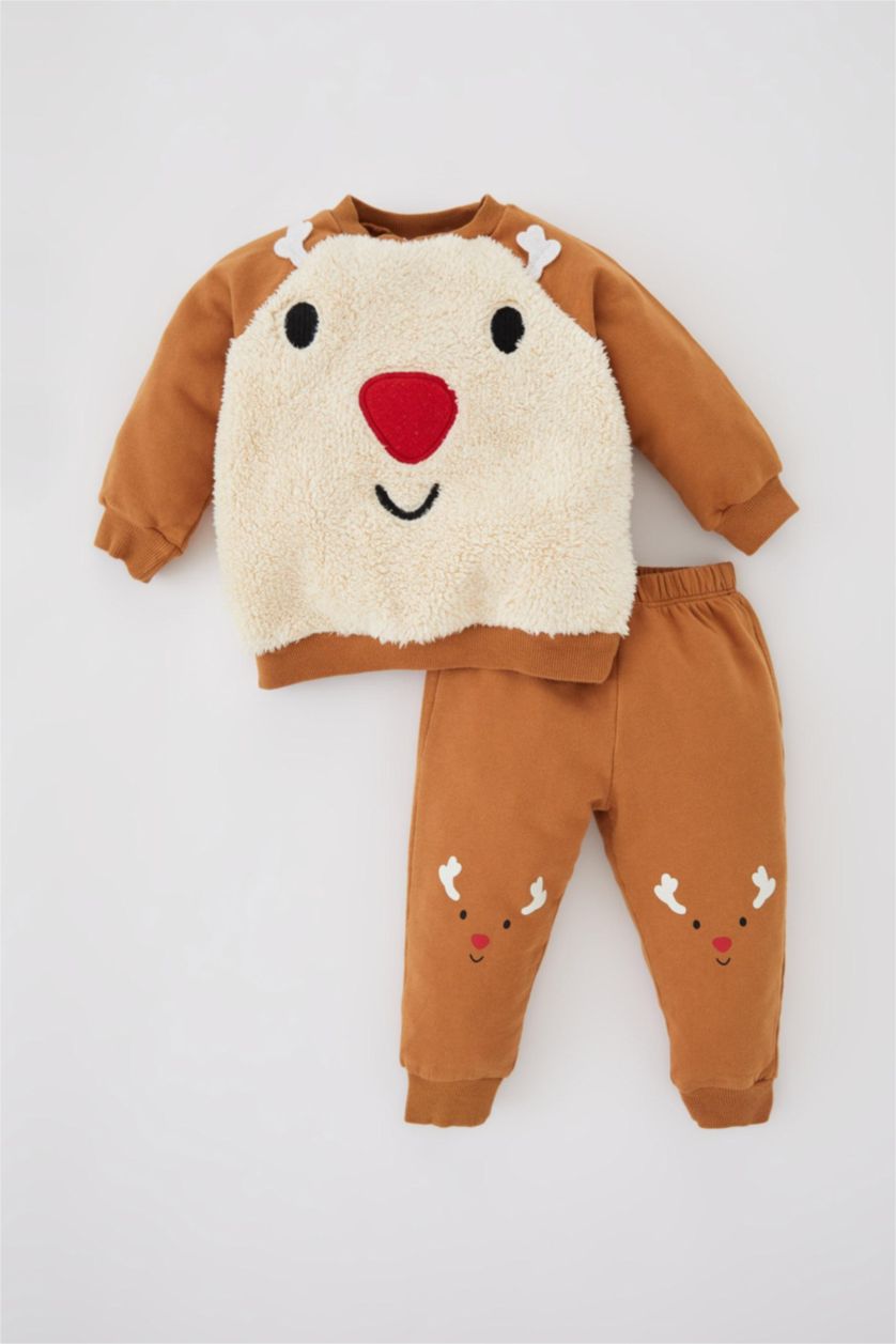 BÉBÉ GARÇON Beige Ensemble En Tricot Polaire Col Ras Du Cou Nouvel an Manche Longue 2 BéBé Garçon