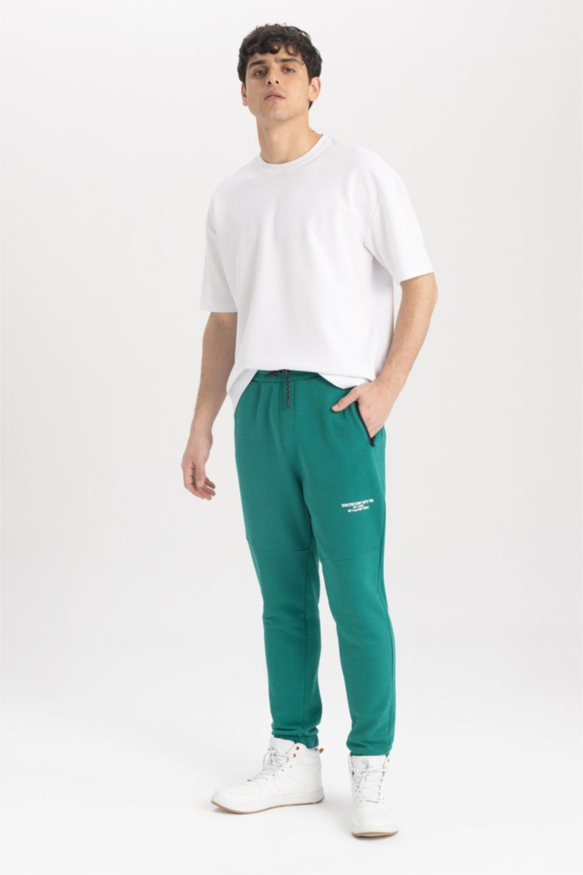 MAN Green Regular Fit Zipper Pocket Trousers