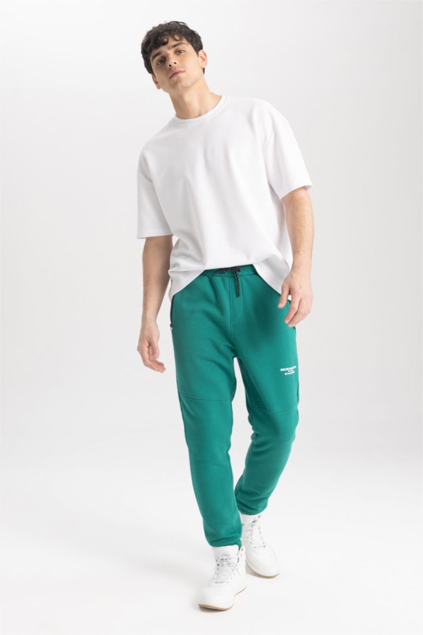 MAN Green Regular Fit Zipper Pocket Trousers