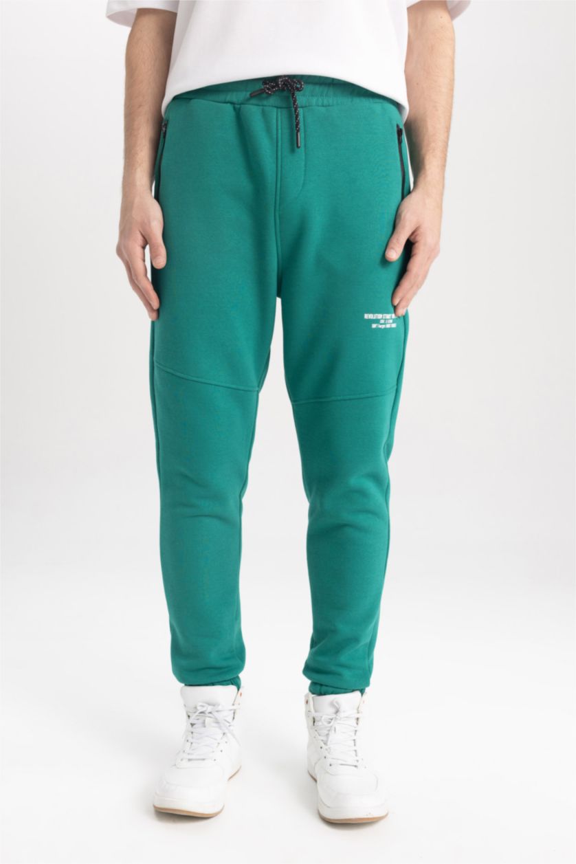 MAN Green Regular Fit Zipper Pocket Trousers