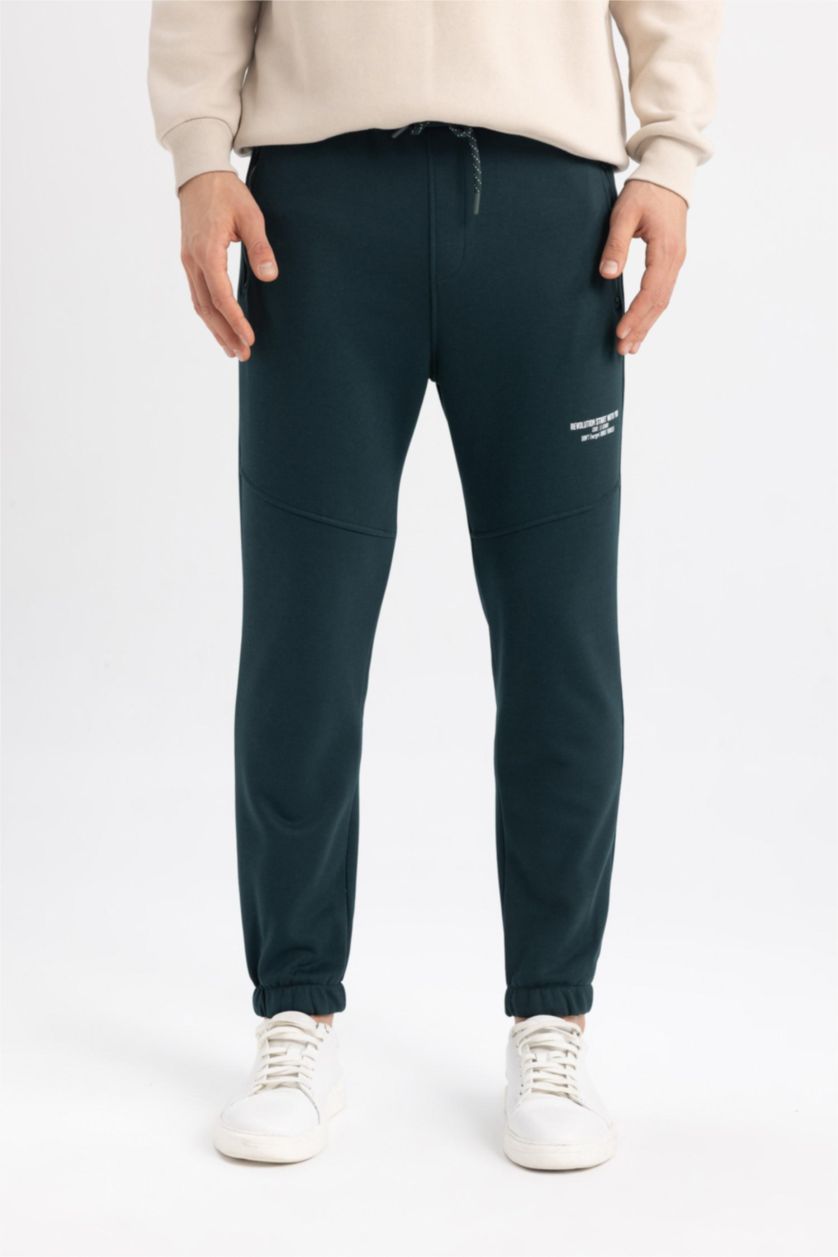 MAN Green Regular Fit Zipper Pocket Trousers