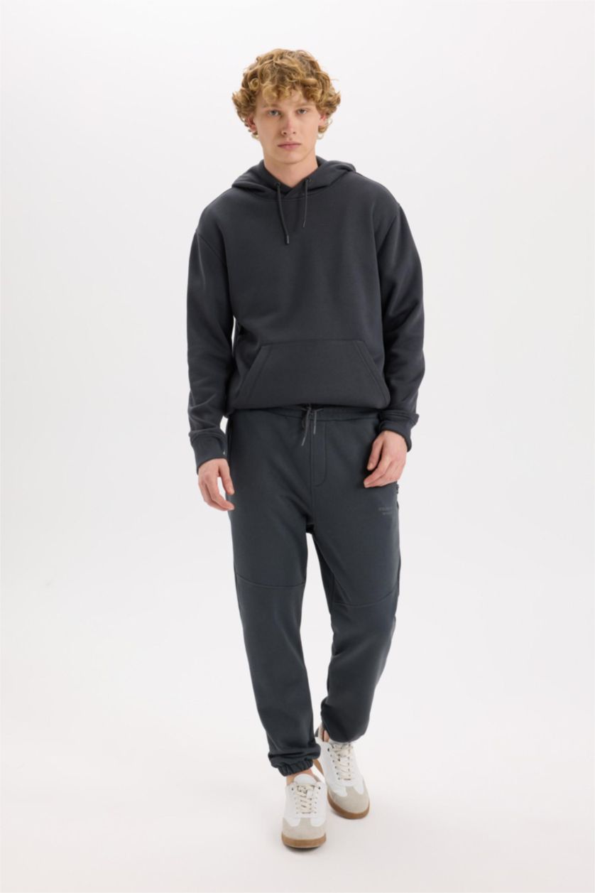 Man Anthracite Regular Fit Zipper Pocket Printed Trousers