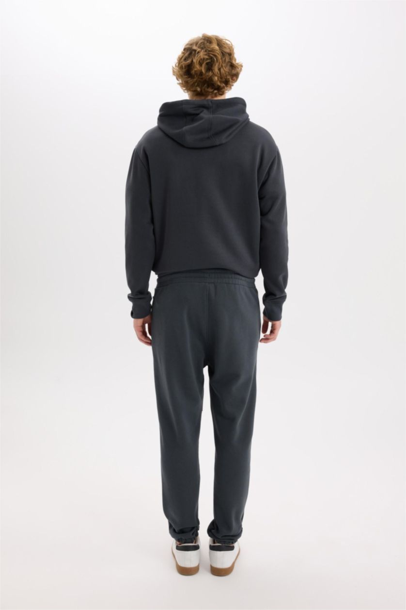 Man Anthracite Regular Fit Zipper Pocket Printed Trousers