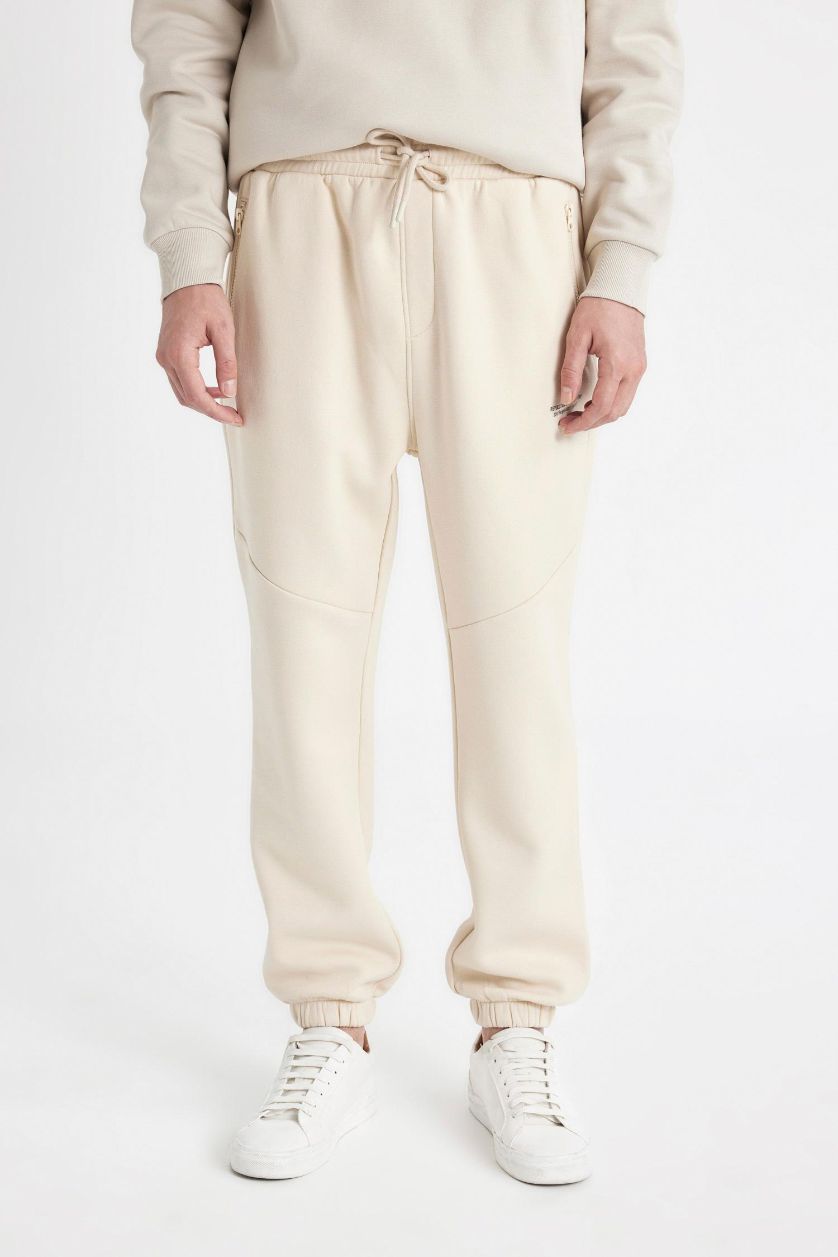 رجال اللون الحجري بنطلون بجامة رياضي قصة عادية بجيب ورجل مطاطي