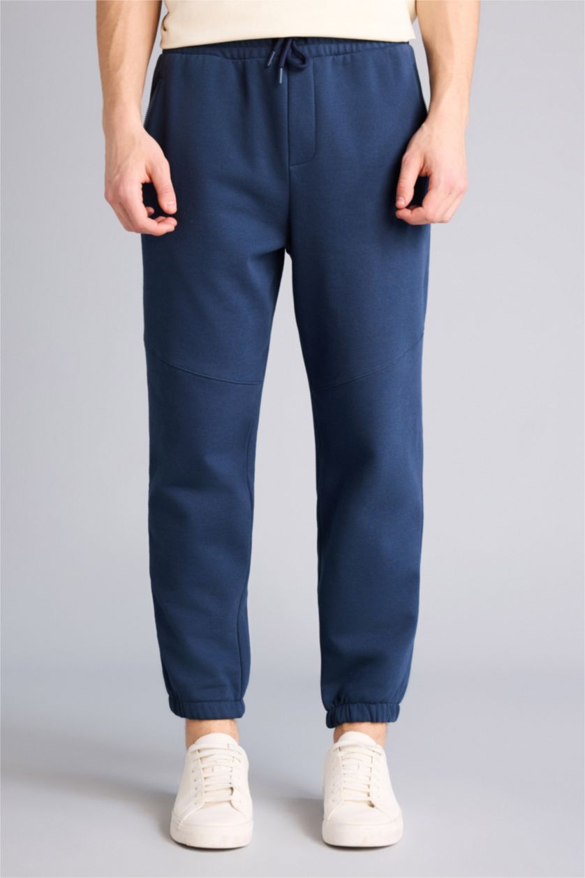 Erkek Lacivert Fermuar Cepli Pantolon