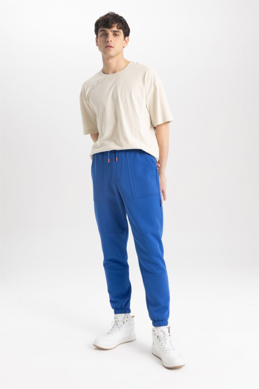 HOMME Bleu Pantalon Coupe Régulière