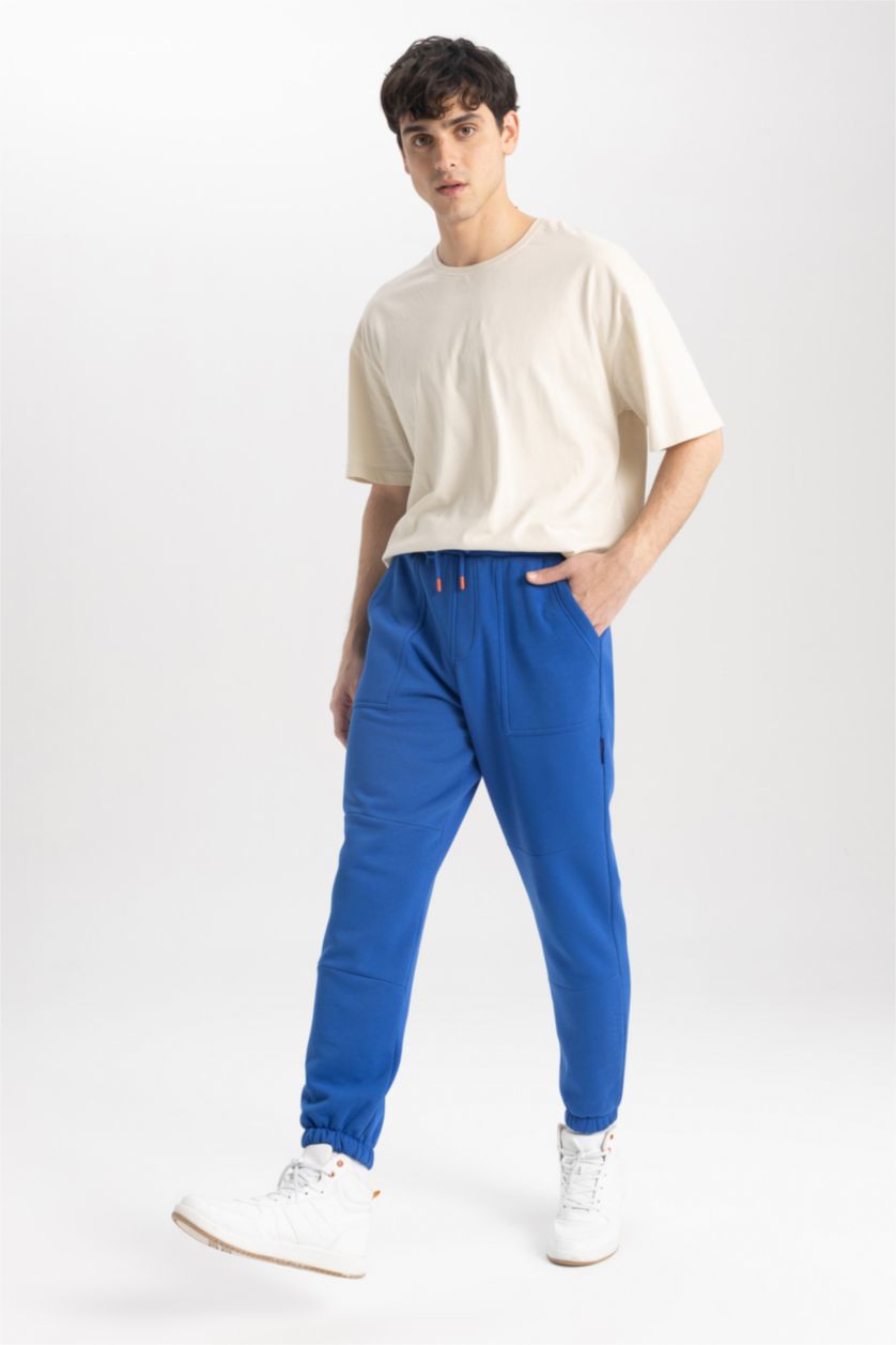 HOMME Bleu Pantalon Coupe Régulière