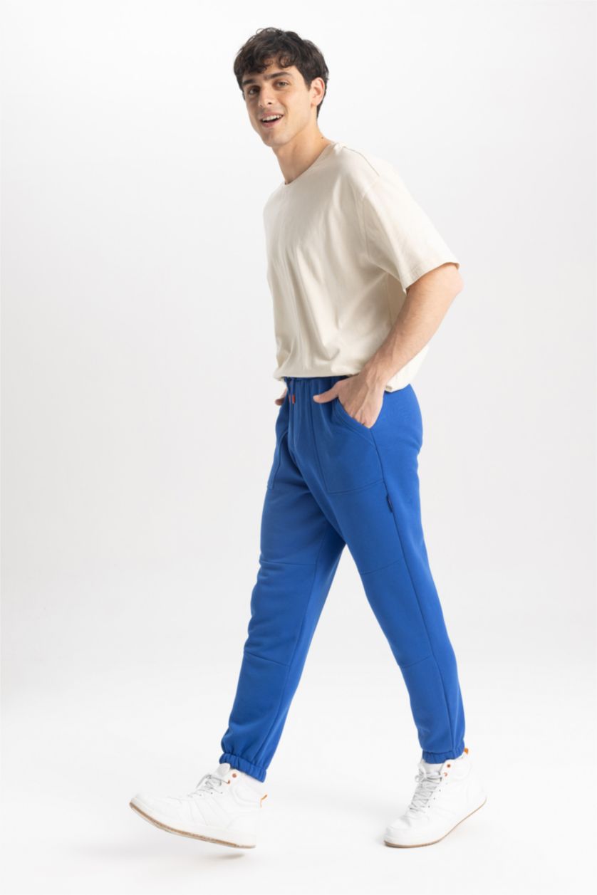 HOMME Bleu Pantalon Coupe Régulière