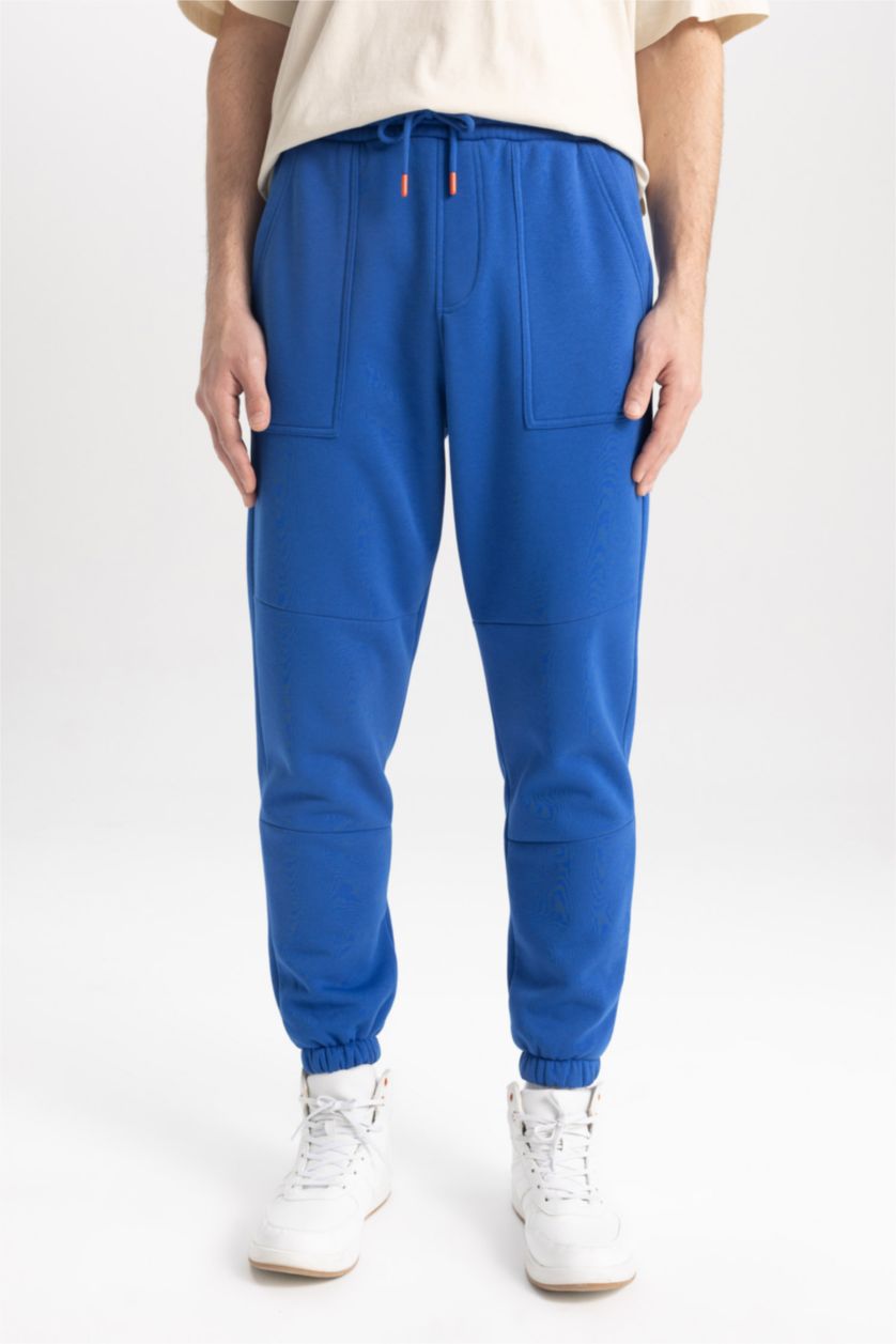 HOMME Bleu Pantalon Coupe Régulière