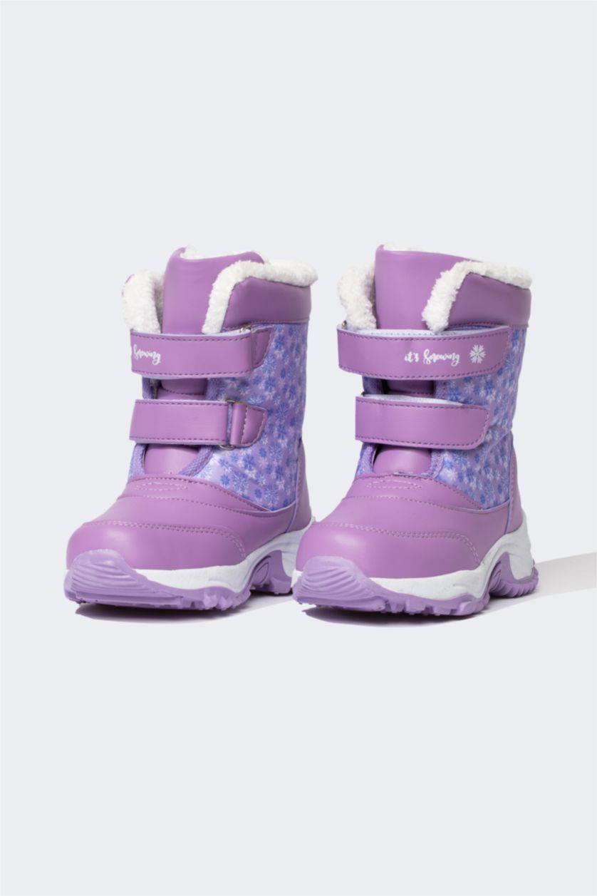 FILLES Violet Bottes Semelle Plate Fille