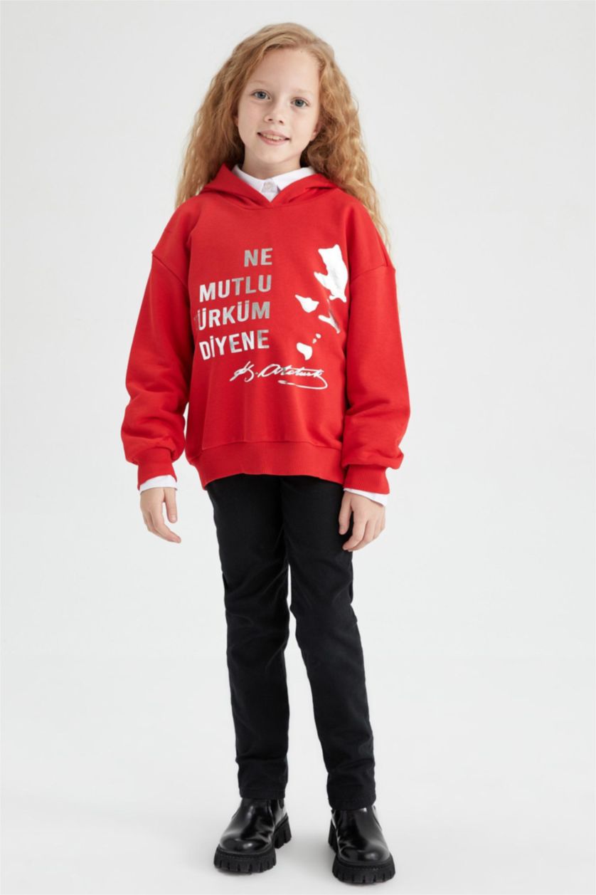 GIRLS & TEENS Red قماش سميك قصة عادية