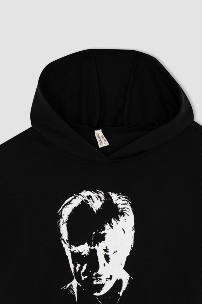 Дівчачий Чорний Світшот стандартного крою з товстої тканини для дівчаток