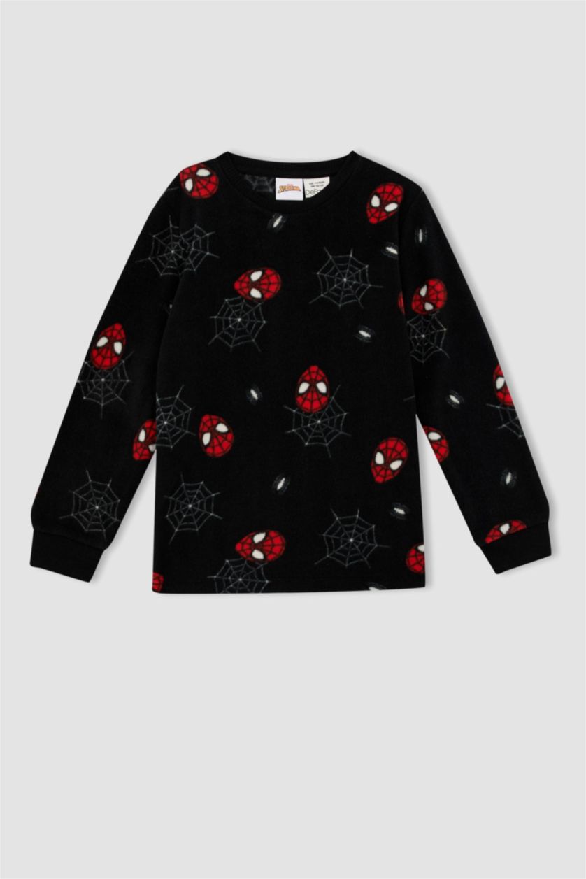 BOYS & TEENS Black Boy Marvel Spiderman Fleece Pajamas Set