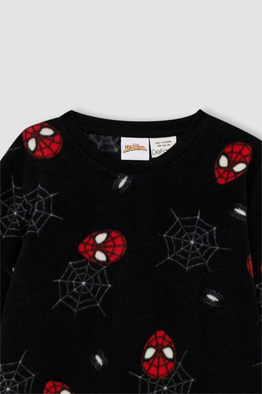 BOYS & TEENS Black Boy Marvel Spiderman Fleece Pajamas Set