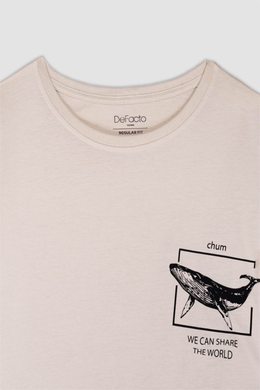 MAN Beige Regular Fit Short Sleeve T-Shirt