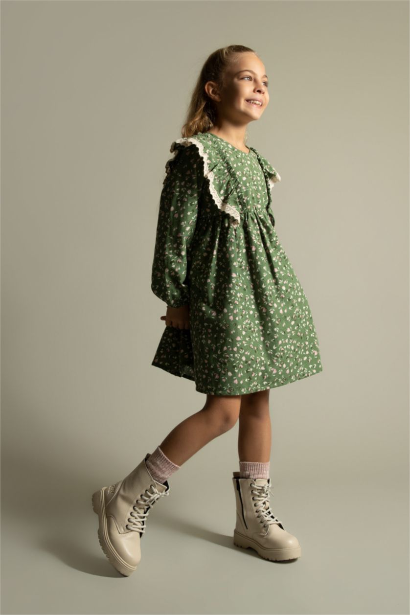 GIRLS & TEENS Green Long Sleeve Woven Dress