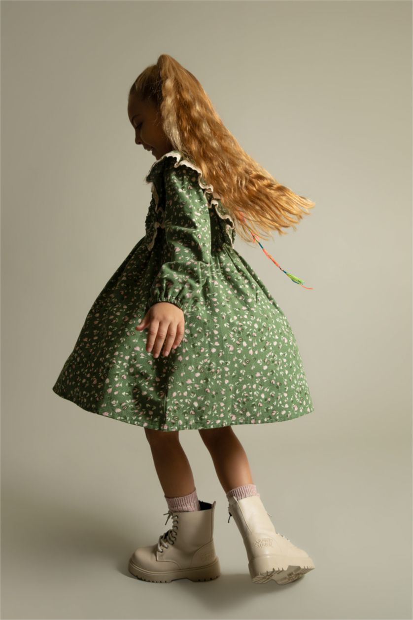 GIRLS & TEENS Green Long Sleeve Woven Dress