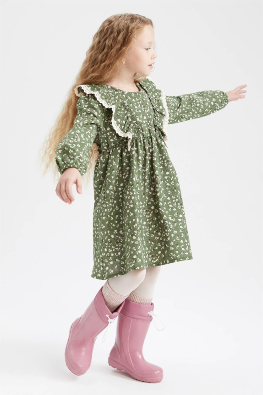 GIRLS & TEENS Green Long Sleeve Woven Dress
