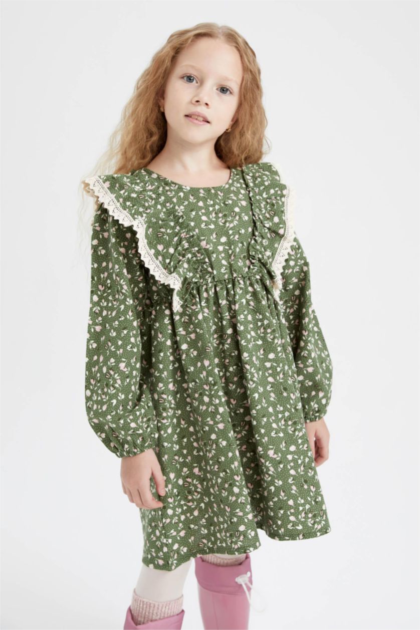 GIRLS & TEENS Green Long Sleeve Woven Dress