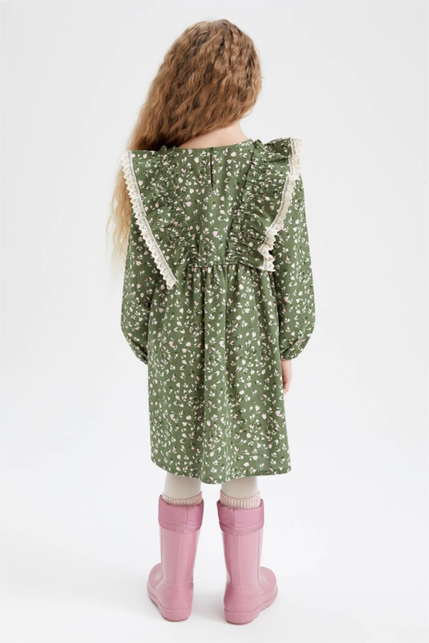 GIRLS & TEENS Green Long Sleeve Woven Dress